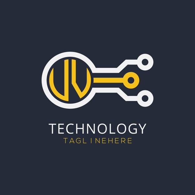 Początkowy monogram UV dla logo technologicznego z wzorem w stylu okręgu