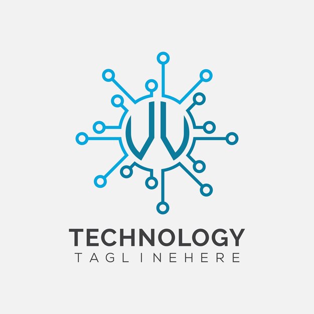 Początkowy monogram VV dla logo technologicznego z wzorem w stylu okręgu