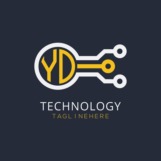 Początkowy monogram YD dla logo technologicznego z konstrukcją w stylu okręgu