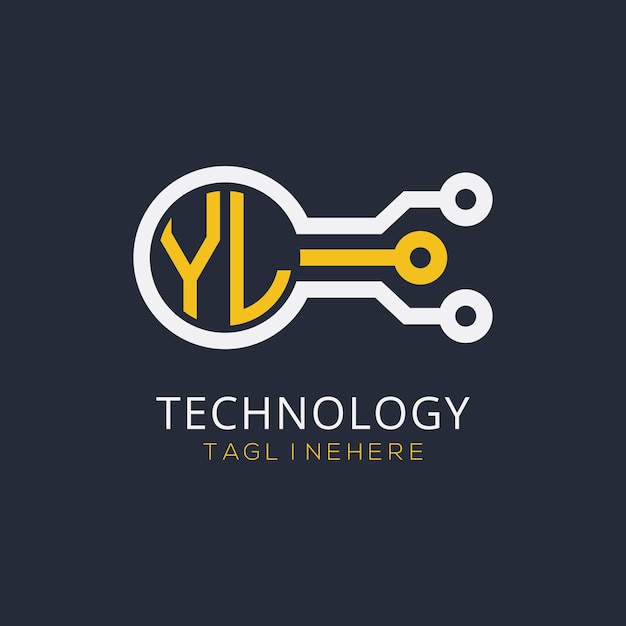 Początkowy monogram YL dla logo technologicznego z konstrukcją w stylu okręgu
