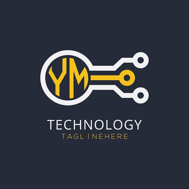 Początkowy monogram YM dla logo technologicznego z wzorem w stylu okręgu