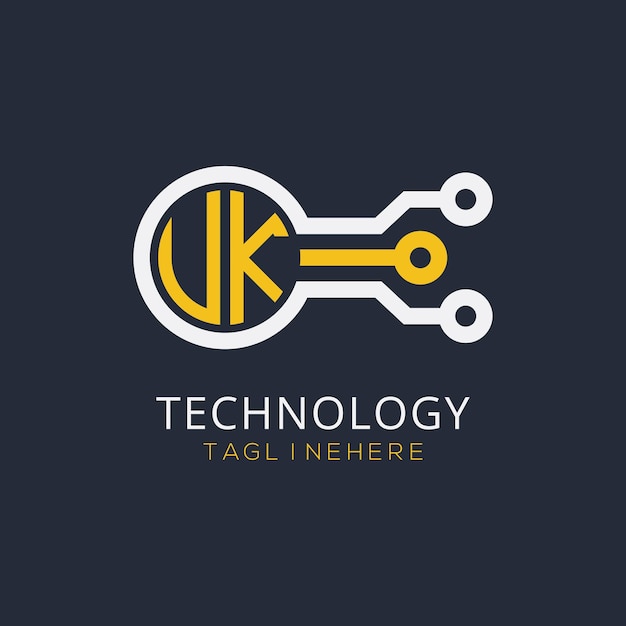 Początkowy monogram Zjednoczonego Królestwa dla logo technologii z stylem okrągłym