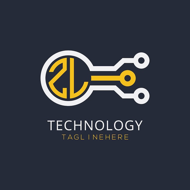 Początkowy monogram ZL dla logo technologicznego z wzorem w stylu okręgu