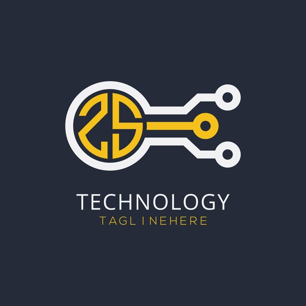 Początkowy monogram ZS dla logo technologicznego z wzorem w stylu okręgu