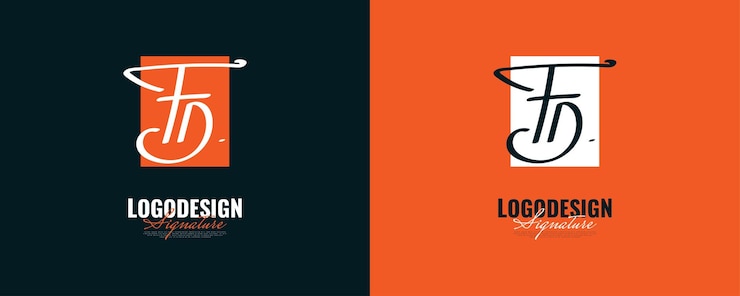Wektor początkowy projekt logo f i d z eleganckim i minimalistycznym stylem pisma odręcznego logo podpisu fd lub symbol dla butiku z biżuterią ślubną i tożsamości biznesowej