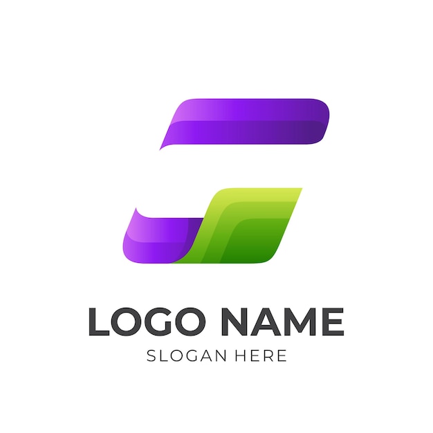Plik wektorowy początkowy projekt logo g z zielonym i fioletowym stylem 3d