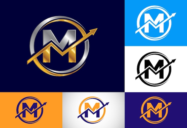 Początkowy Projekt Symbolu Alfabetu Monogramu M Połączony Ze Strzałką Koncepcja Logo Finansowego Lub Sukcesu Logo Dla Księgowości I Tożsamości Firmy