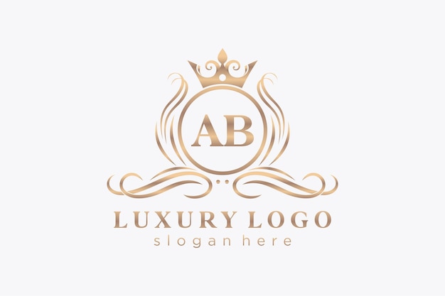 Początkowy Szablon Ab Letter Royal Luxury Logo W Sztuce Wektorowej Dla Restauracji Royalty Boutique