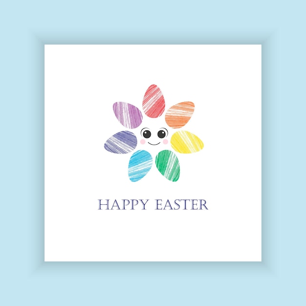 Pocztówka Wesołych świąt Z Kolorowymi Pasiastymi Jajkami W Kształcie Kwiatka