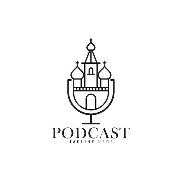 Podcast Church Logo Design Ilustracja Do Podcastu