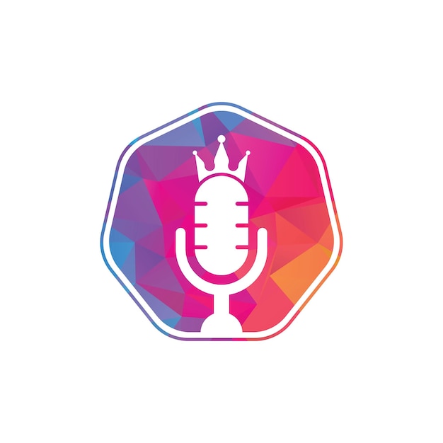 Podcast King Wektorowy Projekt Logo King Music Koncepcja Projektowania Logo