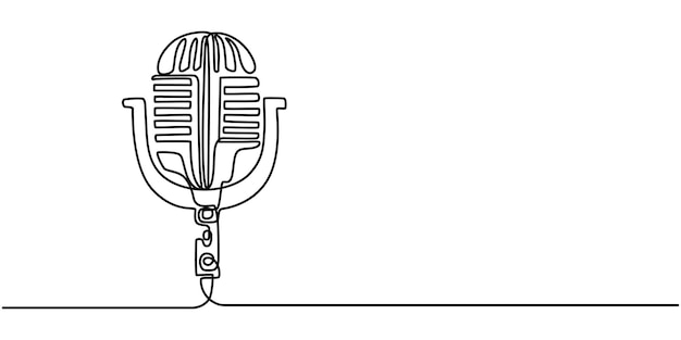 Podcast Streaming Continuous Line Editable Stroke Line wokalny mikrofon ciągły wektor linii