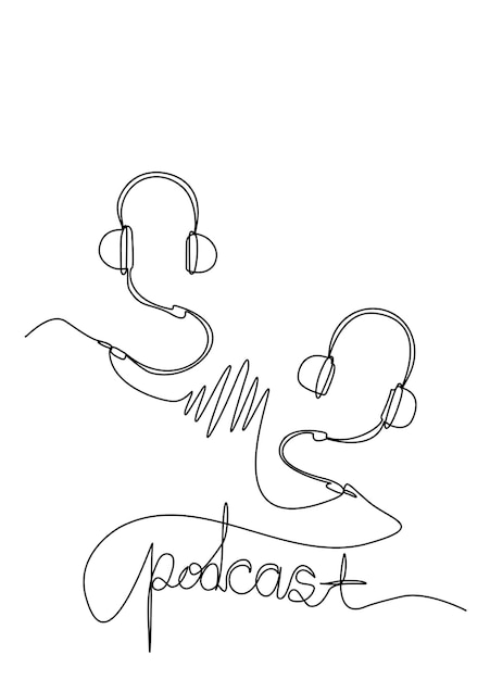 Podcast Stylowa Grafika Liniowa Cyfrowa Ilustracja Wektorowa Dla Logo Kanałów Podcastów Transmisji Online