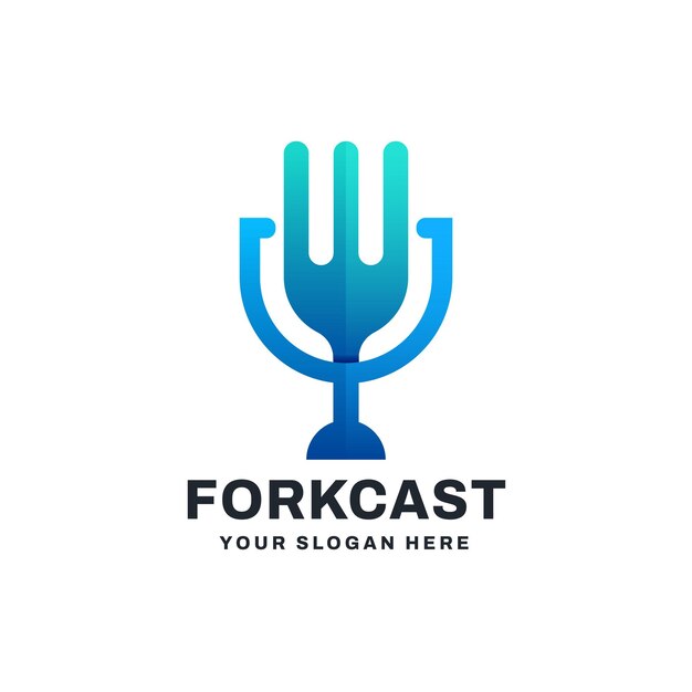 Podcast widelec Logo wektor ikona ilustracja