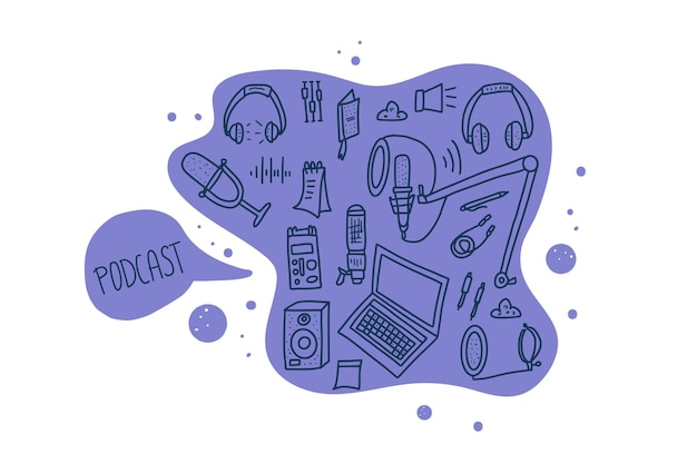 Podcast znaki z tekstem Projekt elementów wektorowych