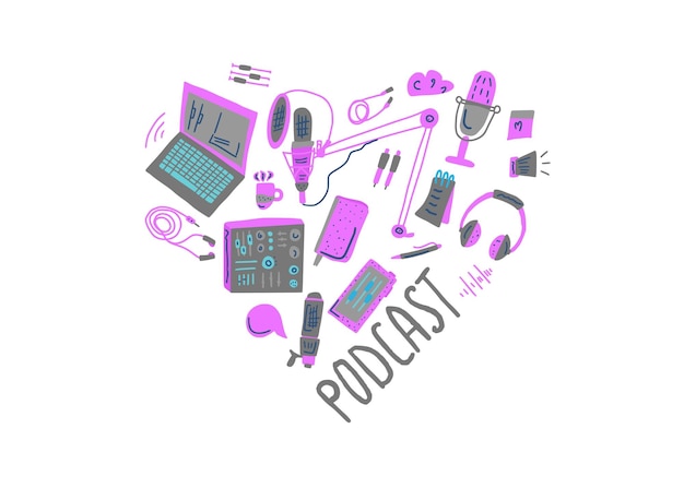Podcast znaki z tekstem Projekt elementów wektorowych