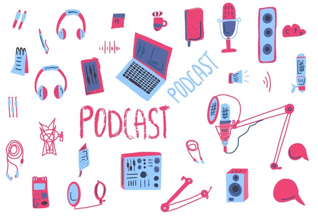 Podcast znaki z tekstem Projekt elementów wektorowych