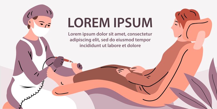 Wektor podiatra wykonuje pedicurę u klienta