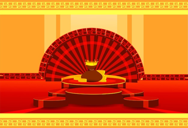 Plik wektorowy podium w stylu chińskim na rok królika