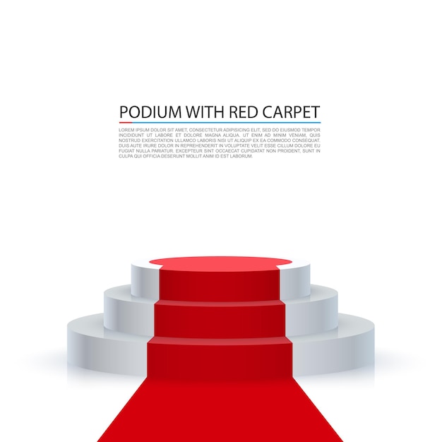 Podium z czerwonym dywanem, czerwone tło schodów