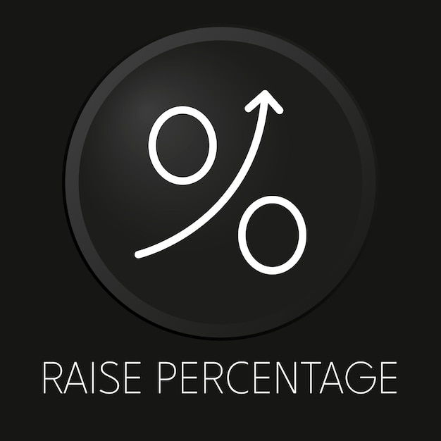 Podnieś Procentową Minimalną Ikonę Linii Wektorowej Na Przycisku 3d Na Białym Tle Premium Wektorów