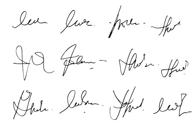Plik wektorowy podpis ręczny dla dokumentów na białym tle ręcznie narysowane litery kaligraficzne ilustracja wektorowa eps10