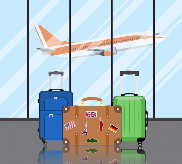 Podróż walizki na lotnisku