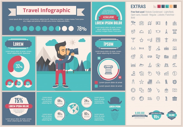 Podróży Płaski Projekt Infographic Szablon