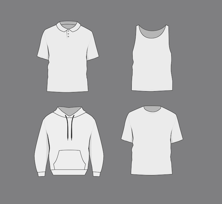 Wektor podstawowa biała męska koszulka polo z tank topem i kapturem mockup pusty szablon druku tekstylnego