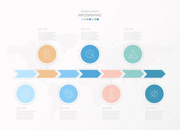 Podstawowe Infografiki Dla Obecnej Koncepcji Biznesowej. Elementy Abstrakcyjne, 7 Opcji.