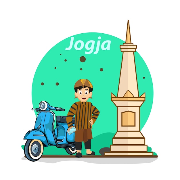 Podstawowe miejsca turystyczne RGB w indonezyjskim projekcie wektora pomnika Jawa Jogja