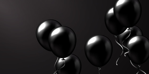 Podstawowe uroczystości z pięknie ułożonymi czarnymi balonami Wektorowy projekt ilustracji 3D