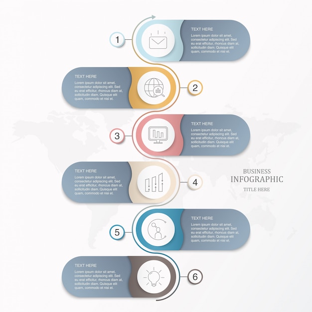 Podstawowy Infographic Szablon Sześć Elementów Okręgów Dla Teraźniejszego Biznesowego Pojęcia.