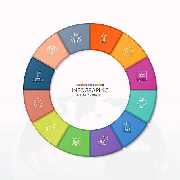 Podstawowy Szablon Infografiki Koła Z 12 Krokami
