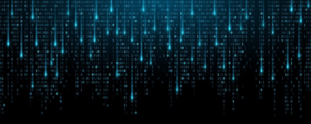 Podstawy kodu programowania oprogramowania danych binarnych Przepływ liczb 0 i 1 do cyberprzestrzeni Koncepcja technologii cyfrowych dużych danych Ilustracja wektorowa