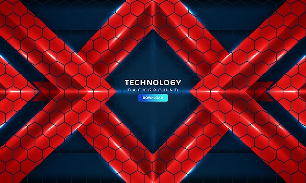 Plik wektorowy podstawy technologiczne hexagon red