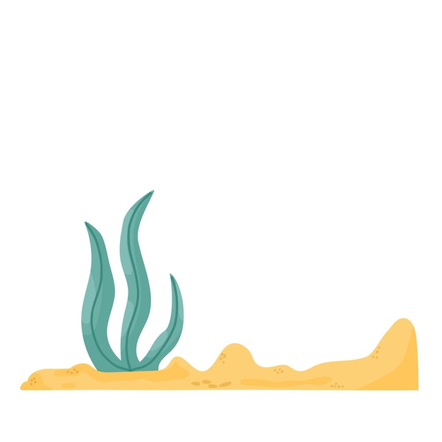 Plik wektorowy podwodne dno piasek i wodorosty ilustracja kreskówka wektor