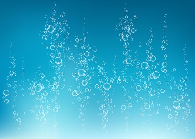 Plik wektorowy podwodne musujące pęcherzyki wody lub tlenu na niebieskim tle