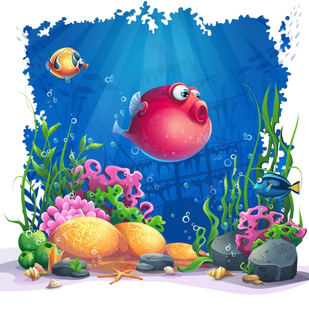 Plik wektorowy podwodny świat z ilustracją ryb