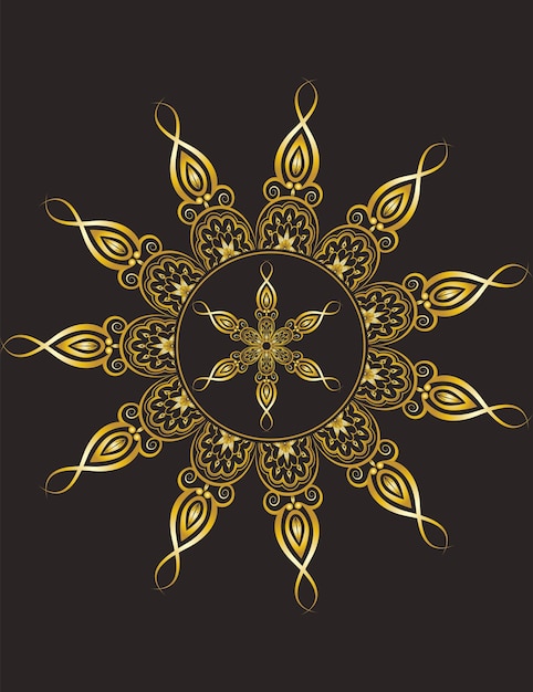 Podwójny złoty krąg ozdoby kwiatowe ramka krawędzi wektor projektowania na węgiel szary kolor