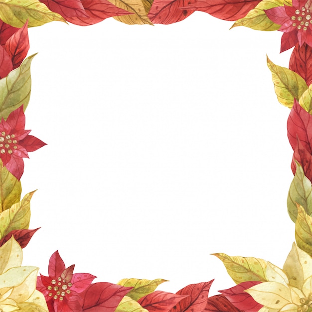 Plik wektorowy poinsettia red gold frame