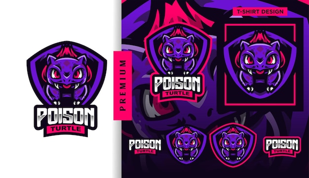 Plik wektorowy poison turtle gaming maskotka e-sportowa postać logo projektu