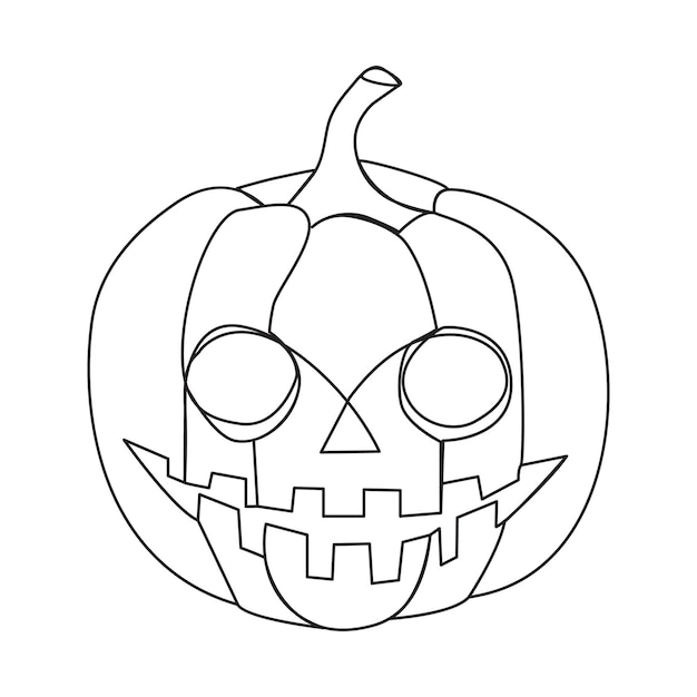 Pojedyncza linia dyniowa twarz halloweenowa ilustracja wektorowa