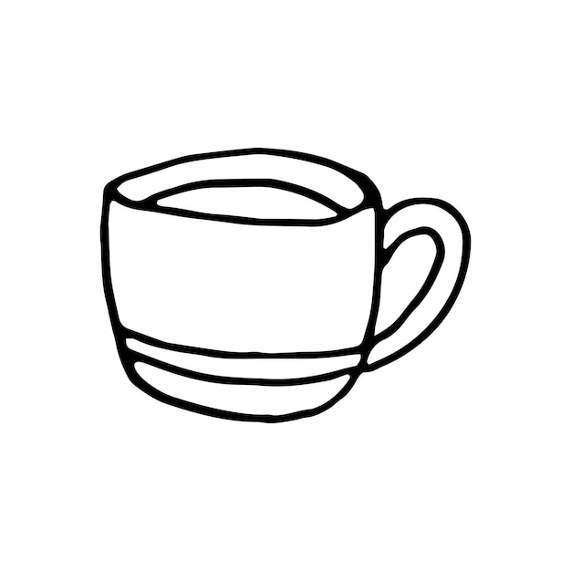 Pojedyncze Ręcznie Rysowane Filiżankę Kawy, Czekolady, Kakao, Americano Lub Cappuccino. Doodle Ilustracja