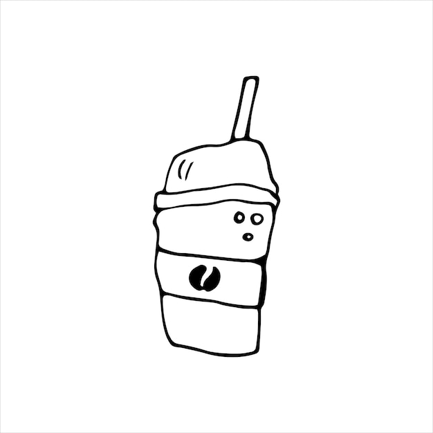 Pojedyncze Ręcznie Rysowane Filiżankę Kawy, Czekolady, Kakao, Americano Lub Cappuccino. Ilustracja Wektorowa Zbiory.