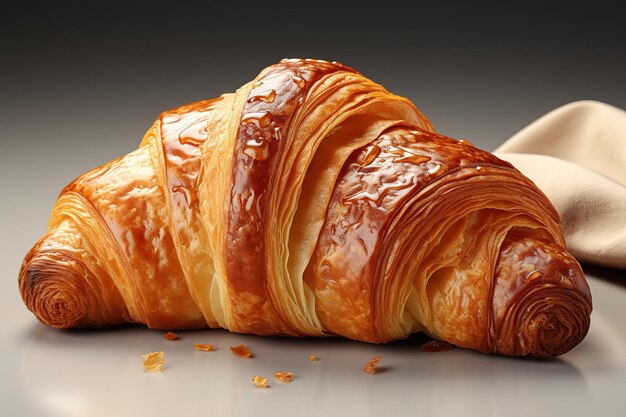 Pojedynczy Croissant Na Białym Tle