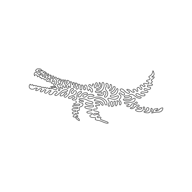 Pojedynczy Jeden Rysunek Linii Potworów Morskich Mozazaurów Abstrakcyjna Sztuka Dla Ikony, Symbolu, Logo