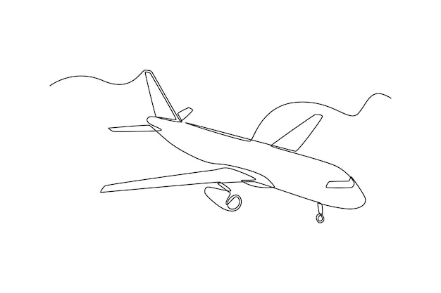 Pojedynczy jeden rysunek linii samolot Transport lotniczy koncepcja Ciągłe rysowanie linii projekt graficzny wektor ilustracja
