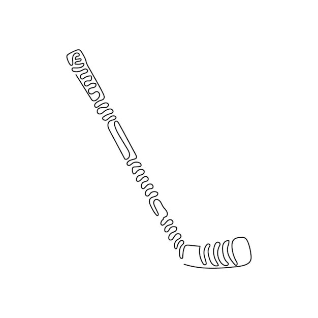Plik wektorowy pojedynczy rysunek jednej linii kij hokejowy krążek hokejowy kij do gry sprzęt do gry ilustracji wektorowych