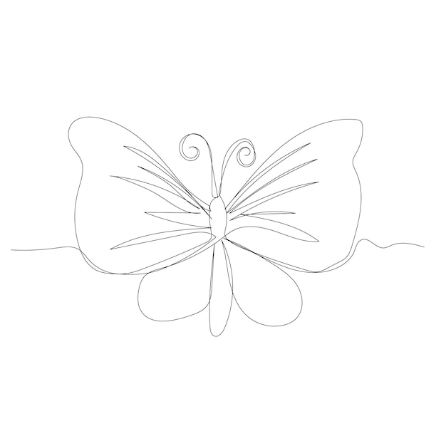 Plik wektorowy pojedynczy rysunek linii motyla na białym tle